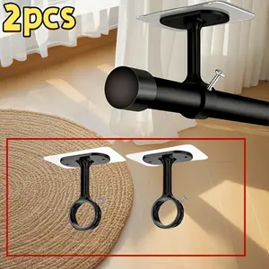 Self-Adhesive Adjustable Curtain Hooks, No Drill Ceiling Rod Brackets, Multifunctional Version for Closet & Bedroom