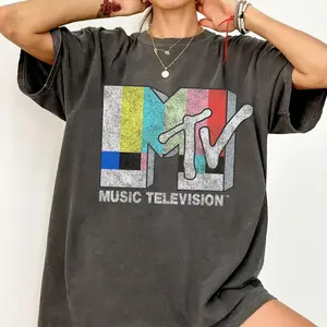 Comfort Colors  MTV Classic Vintage tv Signal Logo T-Shirt, Retro 80s & 90s MTV Family Matching Tee, MTV Birthday Girl Music Television Signal Logo T-Shirt