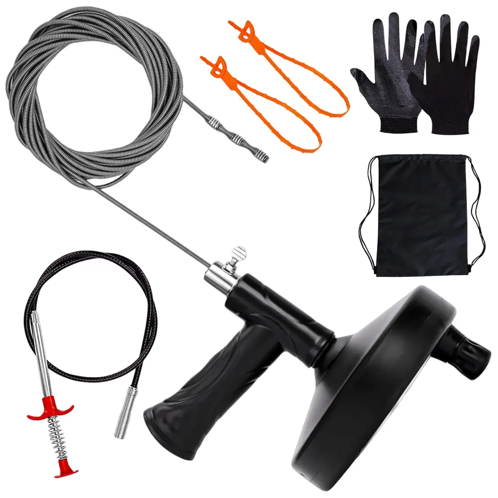 1Set Drain Auger 33 ft, Plumbing Snake Hair Clog Remover, Drain Snake Flexible Grabber Heavy Duty Sink Cleaner Tools for Shower Bathtub Bathroom Kitchen Pipe