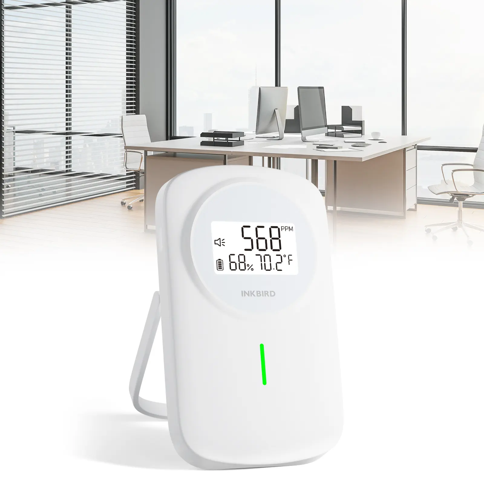 INKBIRD IAM-O2 Indoor Rechargeable CO2 Monitor | 3 in 1 CO2 Detector | Temperature and Humidity Air Quality Monitor | Dual Alarm System Sensor tiktokshopstockup mothersdaygift, Backlight