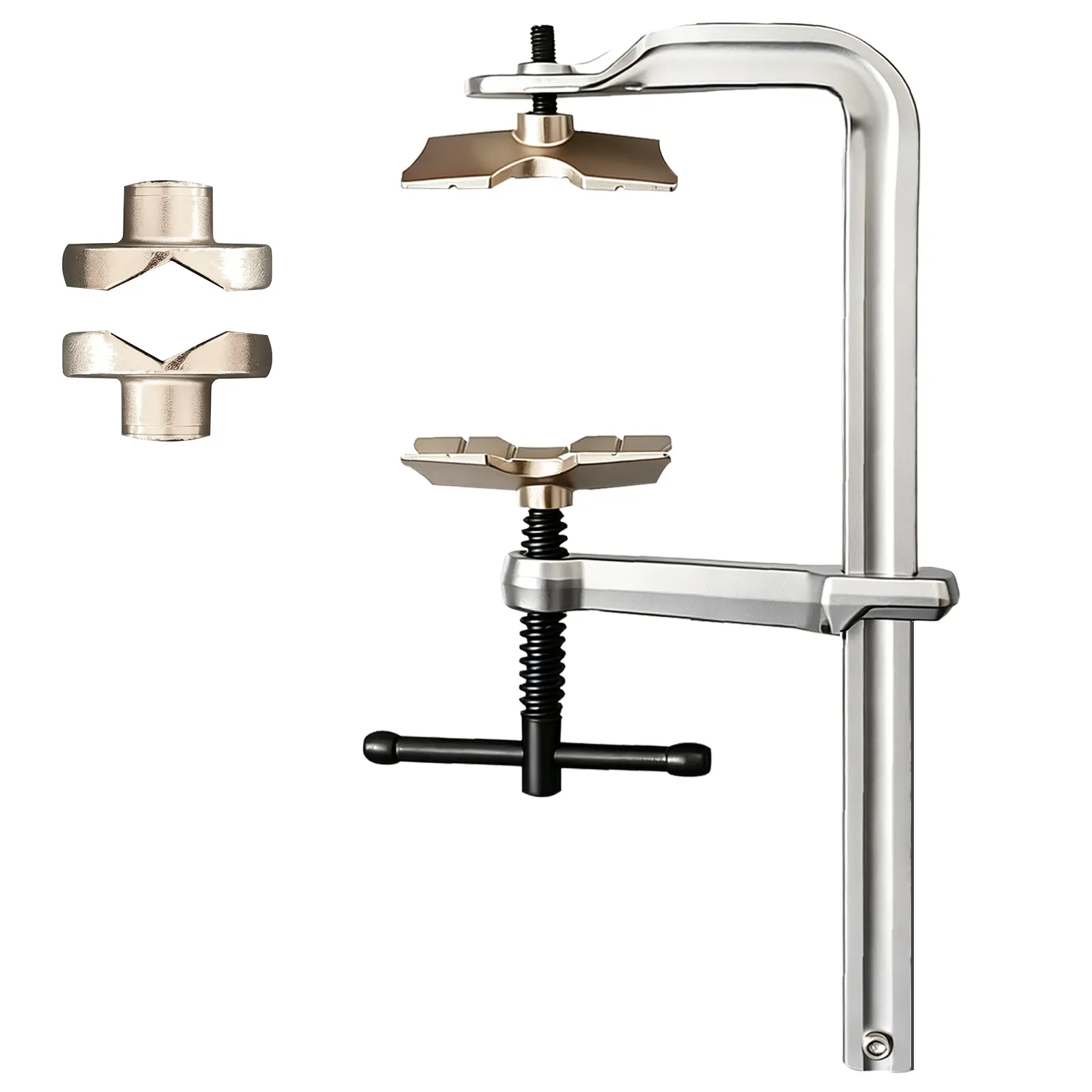 Demweison Patented 12-in 3-in-1 V-Head Pipe Clamp for Pipes & Fittings, Heavy-Duty Cr-V Steel, 1700 lbs Force, Round Jaw Pads, Converts to Spreader & F Clamp for Welding Support