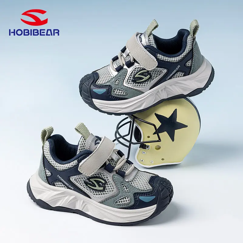 HOBIBEAR Boys’ Athletic Trainers - 4-5Y Child-Sized Single-Layer Mesh Sneakers, Soft Breathable Synthetic Casual Footwear for School, Sports, Athletic Soft Breathable, Footwear Athletic Trainer
