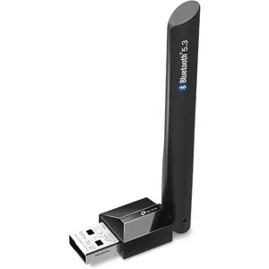 USB Bluetooth Adapter For PC, Bluetooth 5.3 Long Range Receiver, Plug and Play, Adjustable Antenna, Supports Windows 11/10/8.1/7 For Desktop,Laptop, For PS5,PS4,Xbox Controller