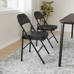 2-Pack Padded Folding Chairs, Heavy Duty Foldable Chair Holds Up to 350 lbs, Portable for Dining Room, Home Office, Indoor & Outdoor Events
