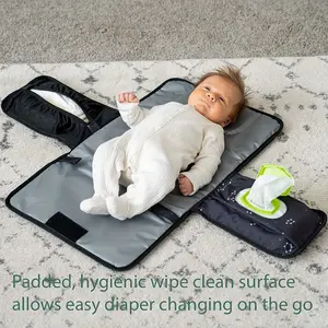 Portable Hygienic Waterproof Diaper Changing Pad for Babies, Single Hand Use Convenient Travel Diaper Mat, Unisex Baby Essentials Gift for Newborns, Easy Diaper Changing