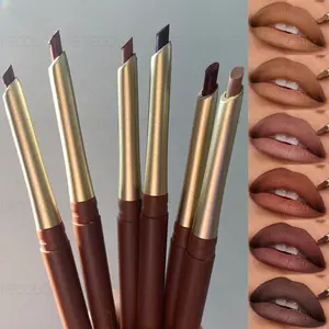 6pcs/set 2-in-1 Waterproof Matte Lip Liner Pen, Three-dimensional Lip Contour, Soft Texture, Full Lip Shape, Moisturizing, Suitable for All Skin Types, Makeup Lipliner