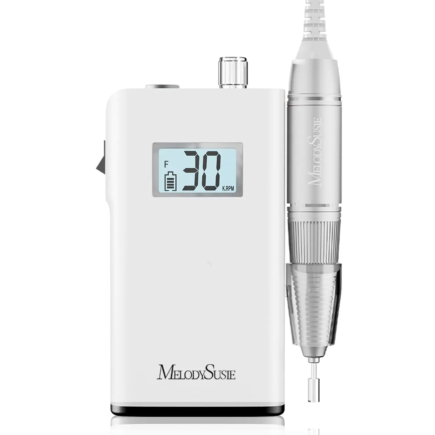 MelodySusie Entry-Level Clip-On Rechargeable Nail Drill, SC320H 30000RPM Popular Classic E-File with LCD Display for Manicure Shaping & Gel Removal, Perfect for Training, Nail Art Practice & Home Use