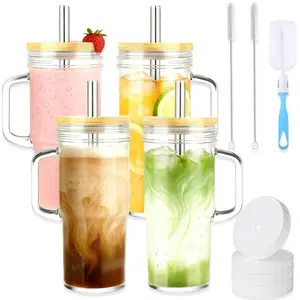 Home Commercial Multi Scene Glass Cup Special Cup for Cola Juice Milk Tea Yogurt Coffee High Appearance Transparent Heat Cold Resistant Large Capacity Water Cup