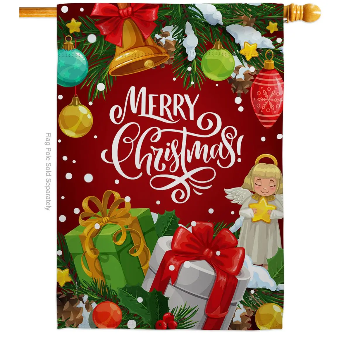 Breeze Decor H114232-BO Print Merry Christmas House Flag, 28x40 in. Double-Sided Vertical Decorative Flag for Garden, Yard Decoration & Holiday Gift