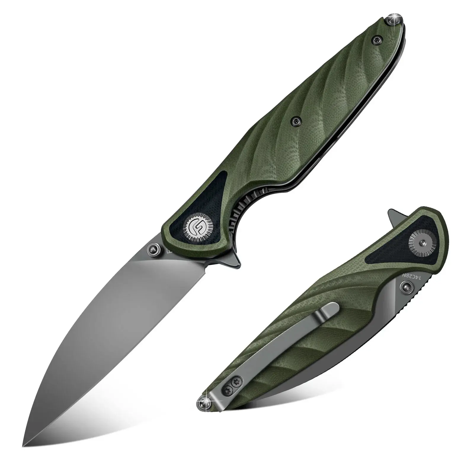 FINTISO Toucans 3.15-Inch Utility Knife, 14C28N Stainless Steel Blade, G10 Handle, Portable Food Prep Knife