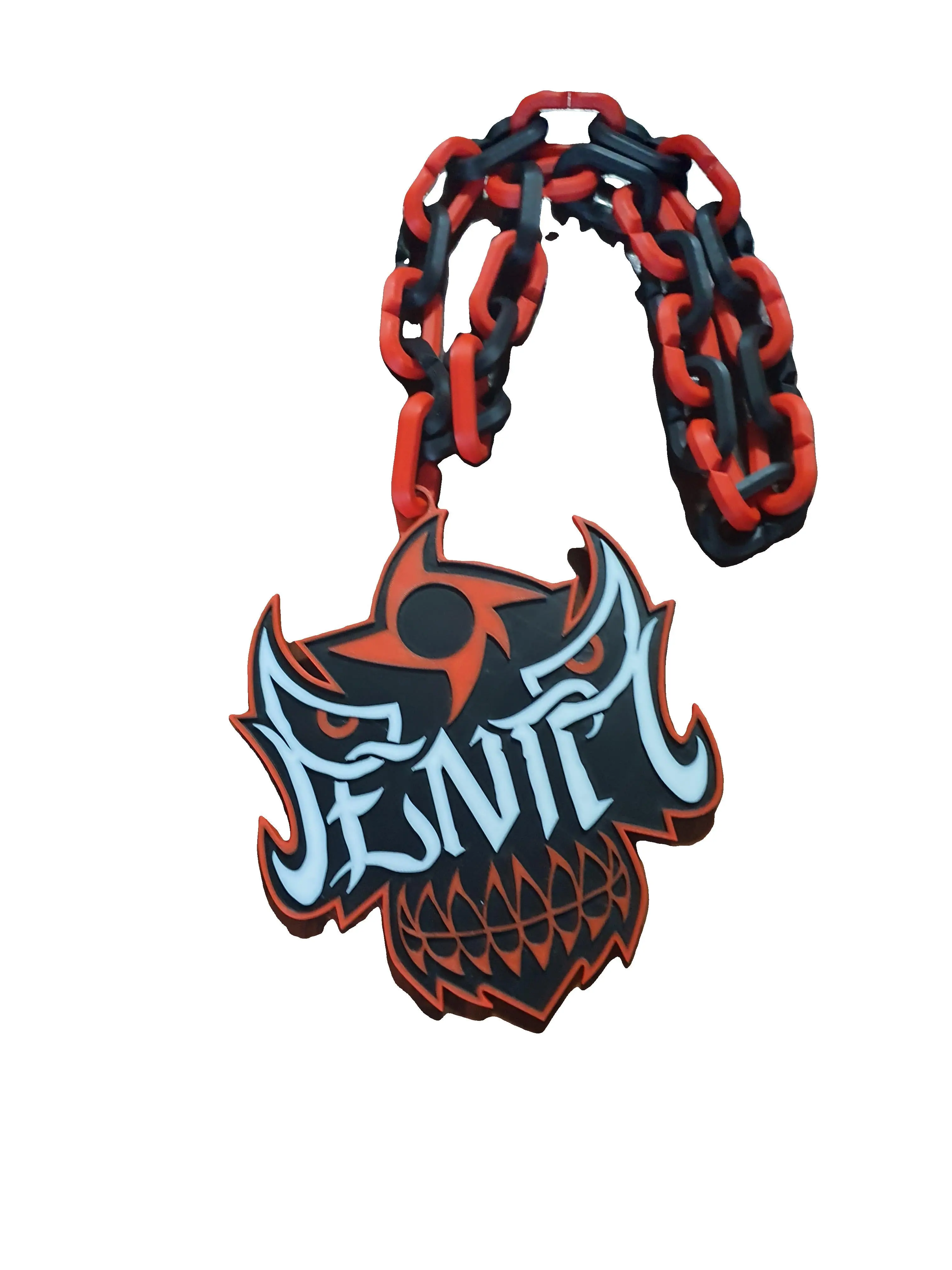Unisex 32" Long Wrestling Lucha Mask Icon Necklace - 3D Printed, 8"x9" Hype WWE Logo with Raised Letters, Textured Chain Link Casual Costume Jewelry Accessory (Penta Lucha Mask Design)