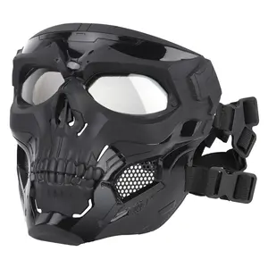 Outdoor Skull Tactical Mask, Helmet wear or Head wear Dual Mode, Halloween Party Game Mask Compatible with Fast Helmet