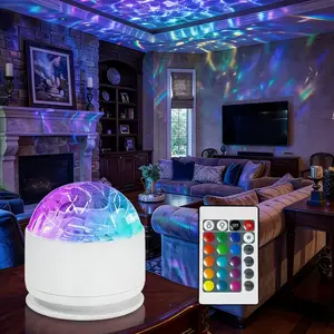 2 Scene -Ocean Wave & 3D Water RippleProjector Light-EasterEggLight 16-Color Round Lamp withControl, Relaxation & Romantic Night Ambience Mothersdaygift ambiance bedroom led decorative ripple aurora projector desktop decoration fairy lamps ambient