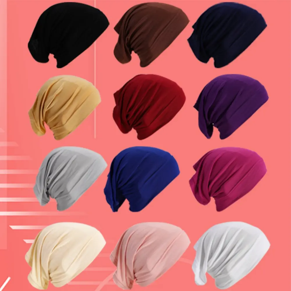12 Pieces Under Scarf Hijab Cap for Turban Head Wraps Scarf Solid Color Hijab Tube Unisex Stretch Dreadlocks Tube