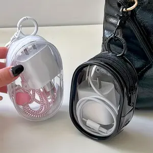 2PCS PVC Transparent Keychain Storage Pouch | Portable Earphone Charger Cable Organizer Case | Waterproof Mini Travel Accessories Bag