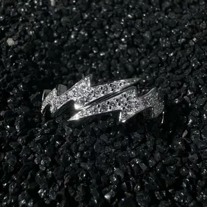 Zircon Lightning Ring Men and Women ECG Open Ring Couple Gift