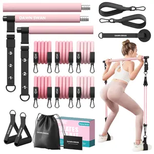 [DAWN SWAN] Pilates Bar Kit with Resistance Bands – Adjustable Home Gym Workout Equipment for Women & Men – Portable Pilates Equipment for Squats, Yoga & Full Body Toning