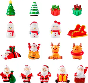 [Live] 17 Pieces Mini Resin Christmas Ornaments, Miniatures Figures Tiny Decor, Santa Claus Snowman Christmas Tree Reindeer Gifts for Snow Globe Xmas Home Party Cake Toppers Décor