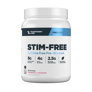Transparent Labs Stim-Free Pre-Workout Caffeine-Free 8g Citrulline Malate & Beta-Alanine Natural Flavor Stevia-Sweetened Fitness Endurance Supplement Dietary Edible