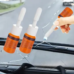 Windshield Repair Kit for Chips and Cracks, Rock Chip Repair Kit Windshield, for All Car Windshield Crack Repair Kit to Repair Scratches, with Curing and Pressurizing Device (Orange)