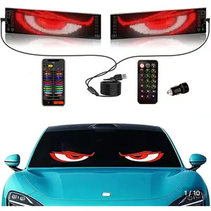 Devil Eyes Flex LED Sign for Car Windshield - Programmable Scrolling Message Display to Grab Attention & Show Your Style,Cars, Trucks, SUV,Universal Fit for Automotive Decoration