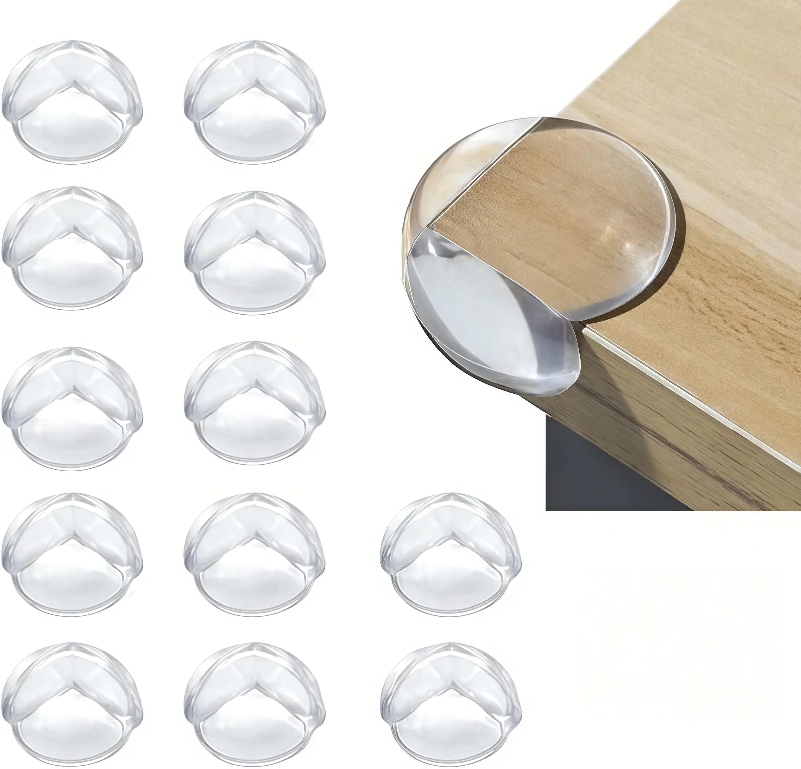 16pcs Invisible Transparent PVC Table Edge Washers - Self-Adhesive Rounded Corner Collision Guards, Soft Self-Adhesive Furniture Safety Invisible Covers for Table Cabinets (Child Accident Prevention), Collision Guard, Invisible Cover