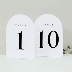Arch Wedding Table Numbers with Stands, 5x7" Acrylic Signs and Holders, Ideal for Centerpiece, Reception, Party, Anniversary, Event, Acrylic Plaque Sign