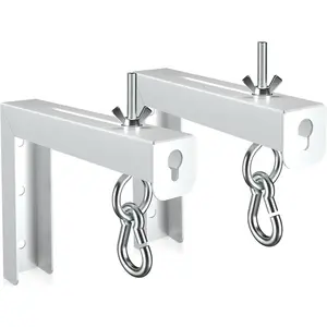 Universal Projector Screen Wall Mount L-Brackets Hanging Ceiling Mount, 6 inch Adjustable Extension with Hook For Home Projector,Movie Screens, Hold up to 66 lbs, White