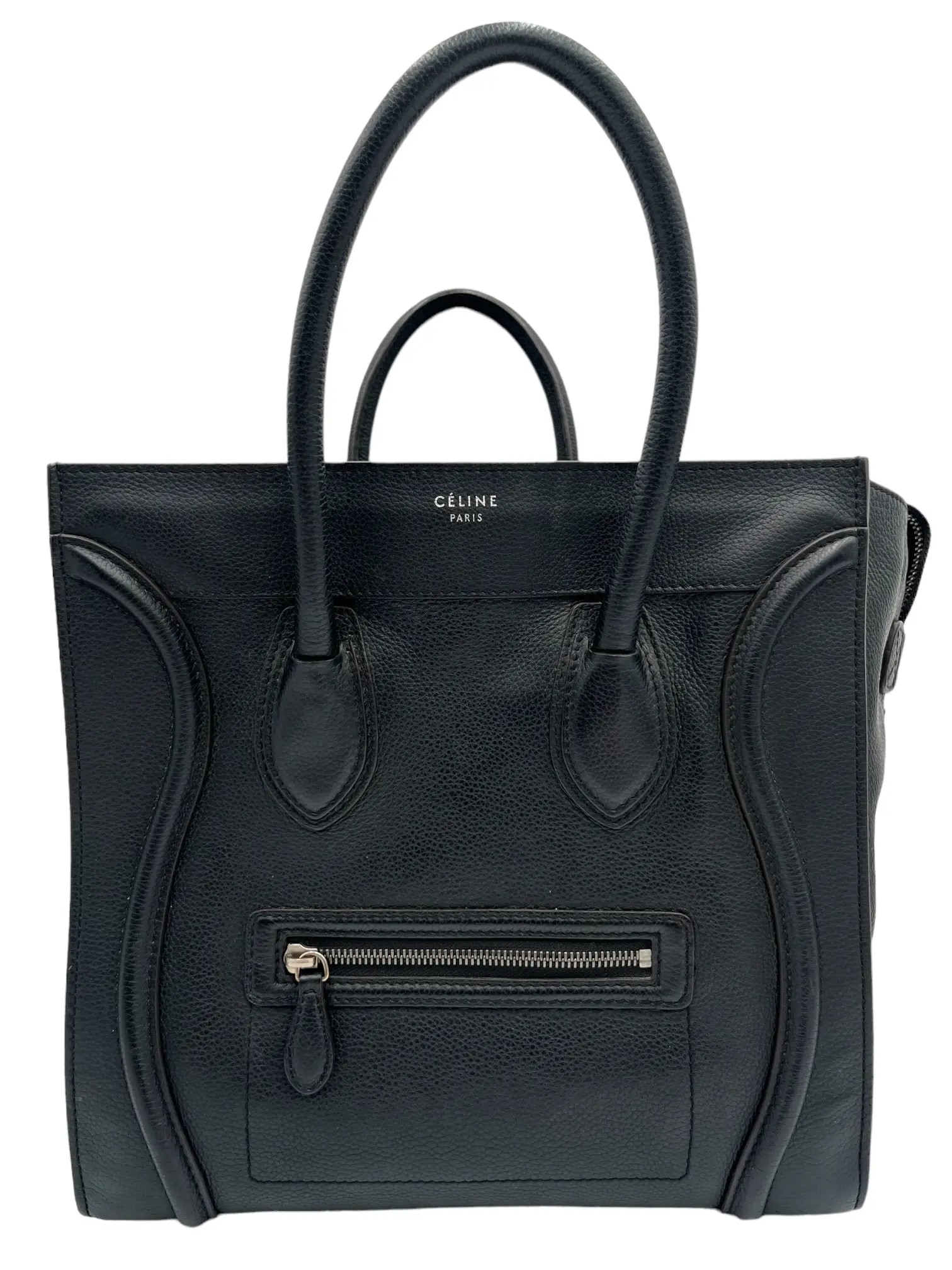Pre-owned Celine Leather Tote bags Phantom Suede Tote Black Classic Design with Gold Zipper Detailing, Elegant & Practical, Soft Suede Material, 11x12x9 Inches