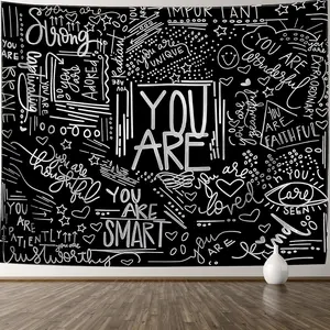 Quote You Are Wall Tapestry Black and White Inspirational Classroom Kids Tapestries Wall Hanging Motivational Positive Affirmations Saying Aesthetic Tapestry for Bedroom Dorm(30 x 40)2