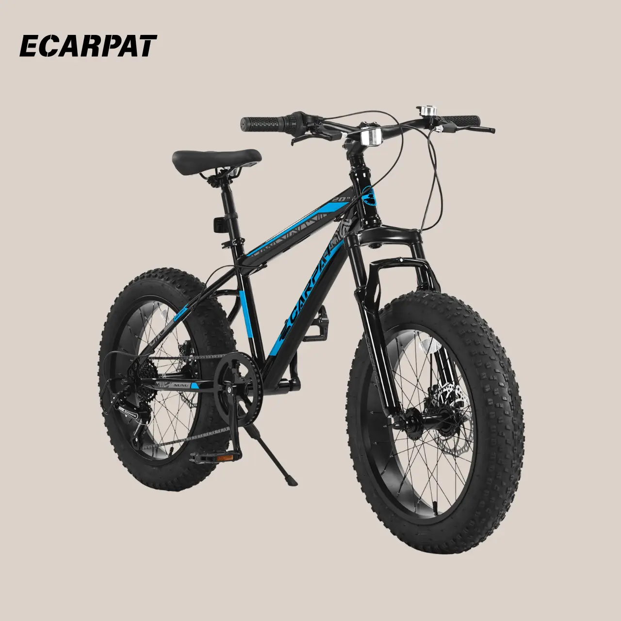 Ecarpat 20-inch wide tire children's mountain bike with front suspension system, made of sturdy material, 7-speed children's mountain bike, available in various colors, suitable for children aged 7-15, and highly suitable as a birthday gift. drift slide