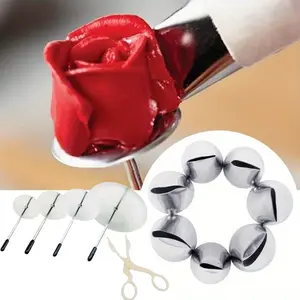 12PCS Cake Decorating Kit Including 7pcs Stainless Steel Icing Piping Nozzle Tips, 4pcs Cake Flower Nail and 1 Flower Lifters for Cake Fondant Cupcake Baking Tools