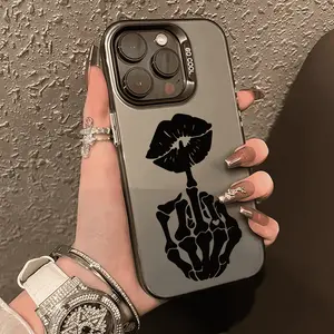 Compatible with iPhone 17 Pro Max 16 Plus 15 14 13 12 11 Air E Skull Hand Lip Tattoo Durable shockproof Anti-Scratch PC Protective Case