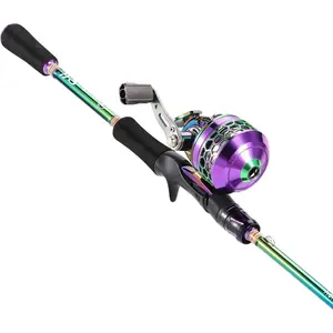 Fishing Reel Rod Combo, Two count Colorful Poratble Light Weight Casting Rod with Spincast Fishing Reel for Freshwater