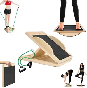 3-in-1 Portable Wooden Slant Board & Balance Board with Resistance Band – 5 Incline Angles for Exercise, Squats & Physical Therapy – Anti-Slip Surface & Metal Hook – Perfect for Home Gym & On-the-Go Workouts AFFINIQUE