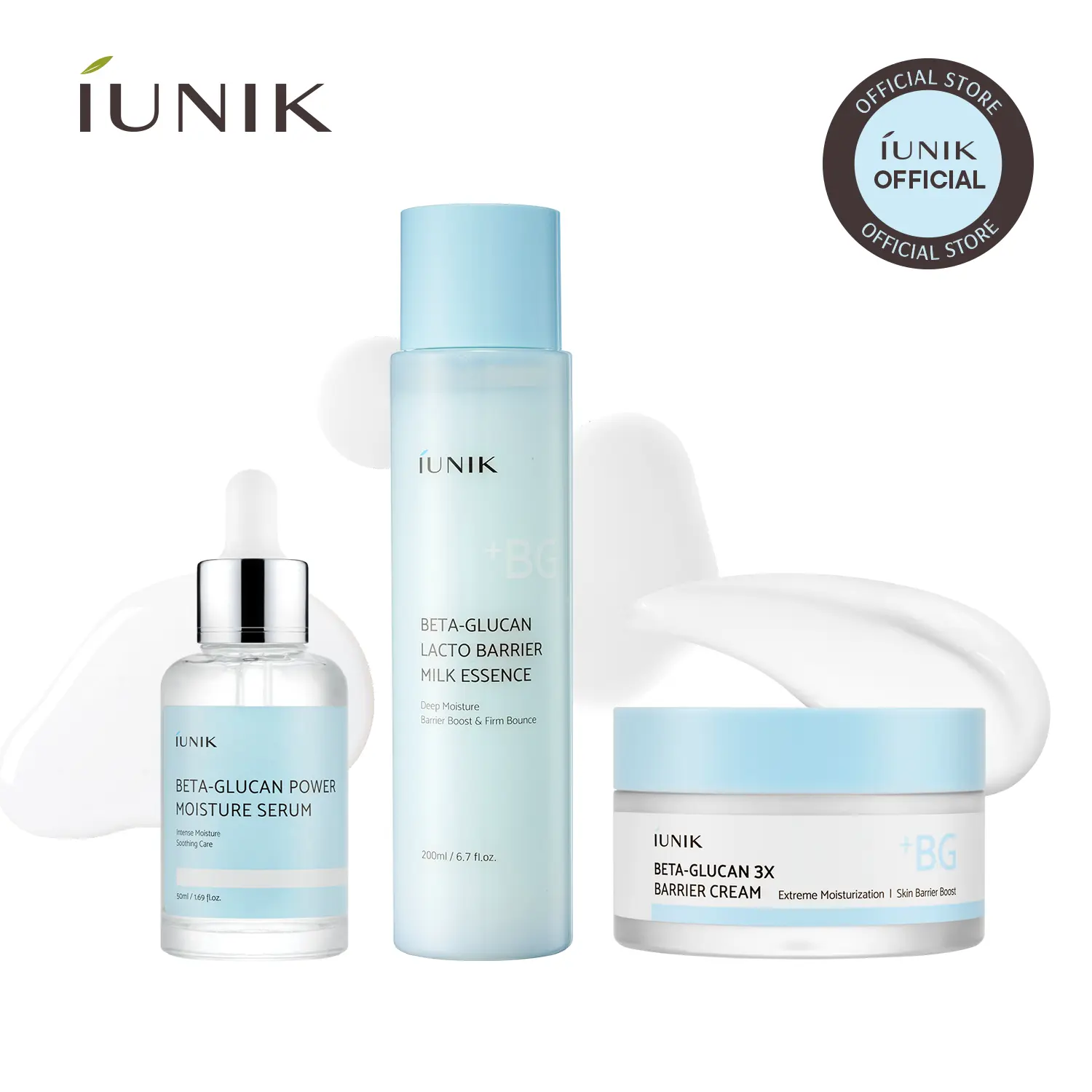 [IUNIK Official] Beta Glucan Repair & Hydration Set | Beta Glucan Serum + Lacto Barrier Milk Essence + 3X Barrier Cream | summervibes