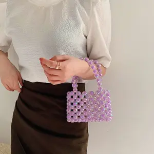 Handmade woven bags, beaded bags, colorful bead-in-bead acrylic finished handbags, tote bags