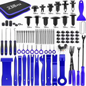 GOOACC 238Pcs Trim Removal Tool, Auto Push Pin Bumper Retainer Clip Set Fastener Terminal Remover Tool Adhesive Cable Clips Pry Kit Car Panel Radio Removal Auto Clip Pliers