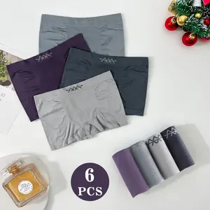 (6-Pack) Men's Solid Color Mid-Rise Boxer Briefs Casual and breathable style with seamless design for a closer fit, comfortable and suitable for daily wear. Menswear Beige Socks Plain boxers