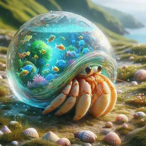 5D DIY Full Drill Round Diamond Painting - Diamond Art Kit, Handicraft, Hermit Crab, Aquarium, Ocean Mosaic, Canvas - DIY Decorative Painting, Home Wall Decor, Suitable for Halloween and Christmas, Birthday and Anniversary Gifts, Diamond Painting Kits