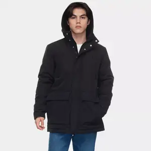 Rokka&Rolla Men's Parka Jacket Winter Coat with Fleece Hood-Black, size X Large