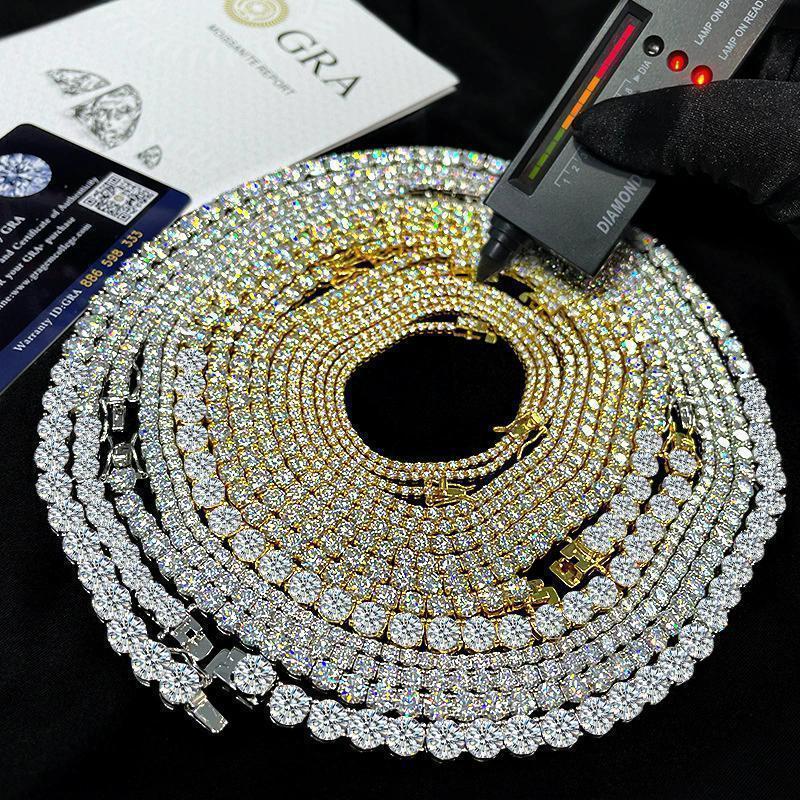 TY GRA Certified Moissanite Tennis Necklace 2/3/4/5/6.5mm Solid Sterling Silver Diamond Tennis Necklaces for Women Man TY GRA Certified Moissanite Tennis Necklace 2/3/4/5/6.5mm Solid Sterling Silver Diamond Tennis Necklaces for Women Man