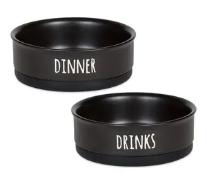 Bone Dry Dinner & Drinks Pet Bowls Medium Set/2