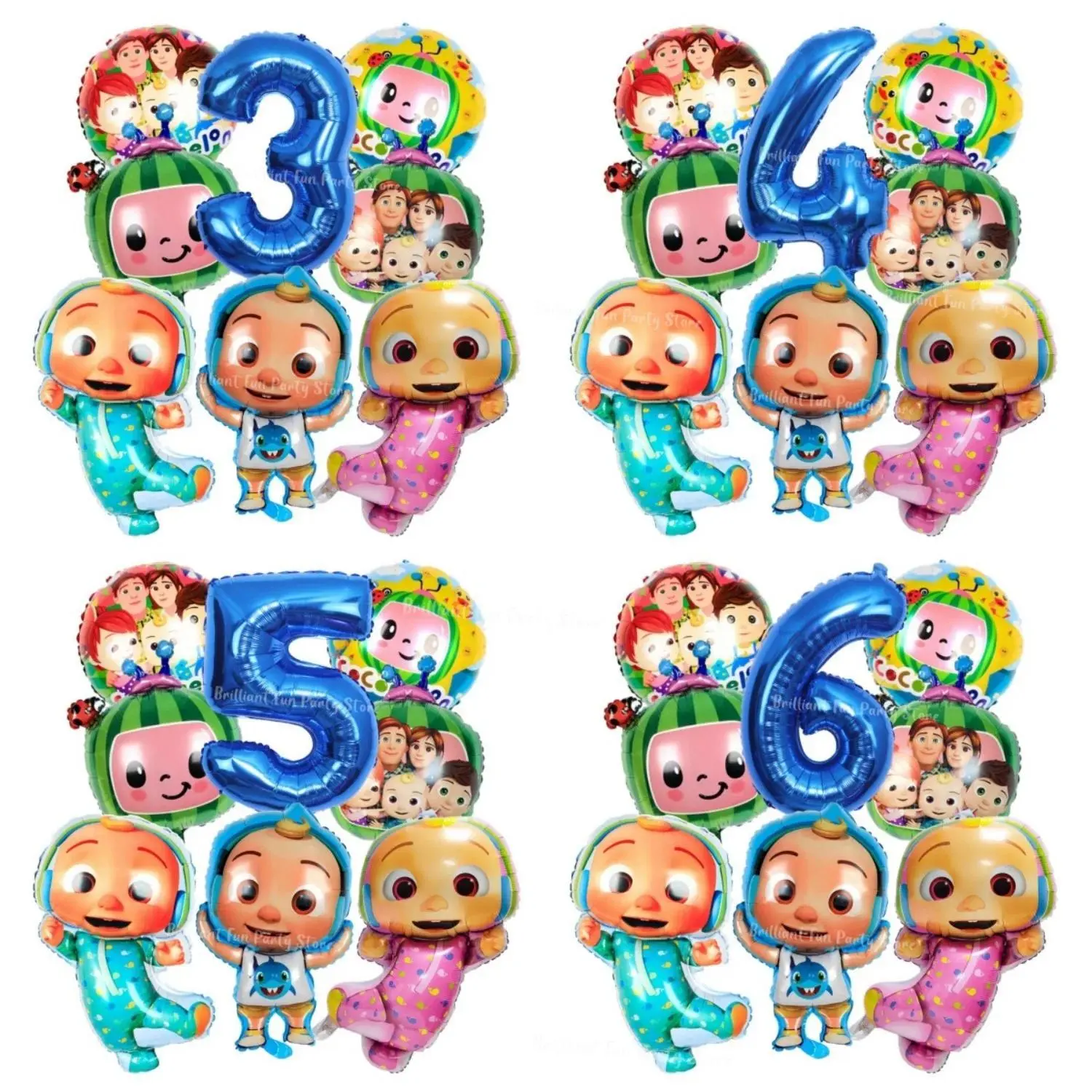 8pcs Cocomelon Balloon Set Children's Party Decoration 32inch Blue Pink Number Balloon 1-9 For Kids Birthday Event Supplies Gift