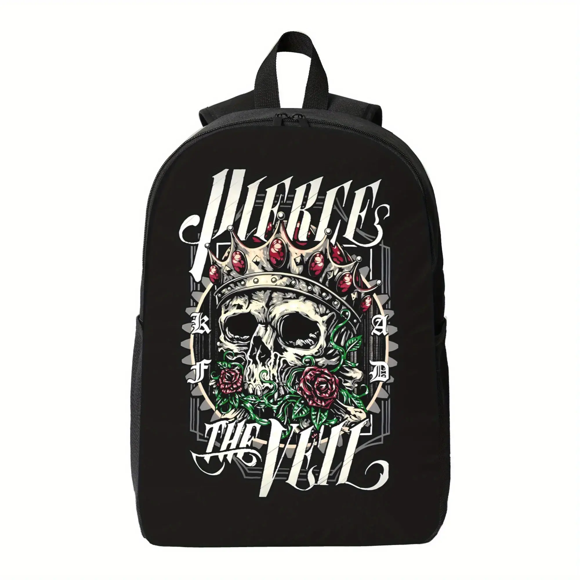 Unisex Gothic Metal Pierce The Veil Band Graphic Backpack - Skull Roses Design, Heavy-Duty Zipper, Durable Unisex Straps, School Travel & Concert Events Bookbag for Teenagers