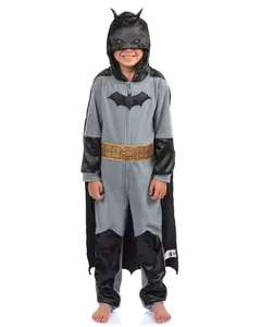 Batman Costume Union Suit Boys' One Piece Pajama With Mask Hood and Cape For Kids