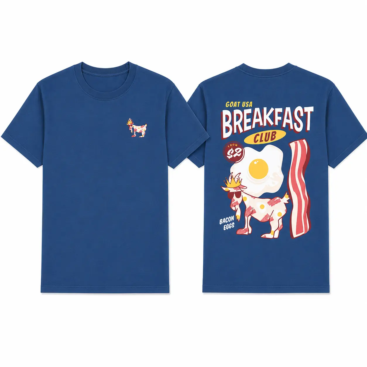 Goat USA Breakfast Club Graphic T Shirt, Funny Breakfast Goat Tee, Retro Food Art Shirt, Unisex Cotton Tee, Goat U.S.A Inspired