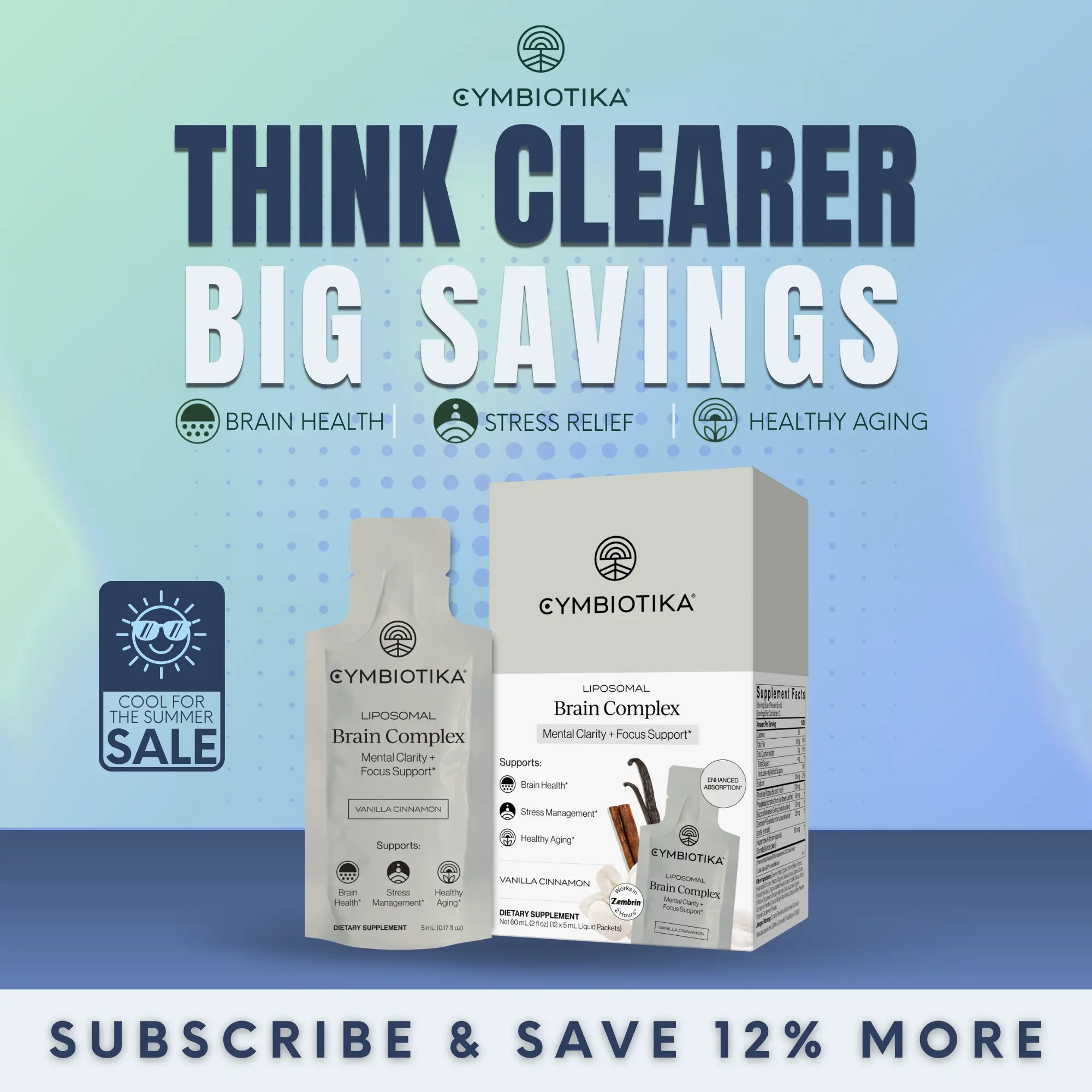 Liposomal Brain Complex | 12-Packet Starter Kit | 25% Better Focus & 27% Less Stress | Memory, Clarity & Healthy Brain Aging | Clinically-Studied Zembrin | Rhodiola, Bacopa & Huperzine A | Plant-Based | Third-Party Tested