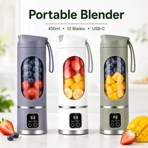 Digital Multimode Juicer Blender, USB Rechargeable Smoothie Maker with Smart LED Display, 12-Blade Portable Blender for Juice, Shakes & Baby Food Bottles