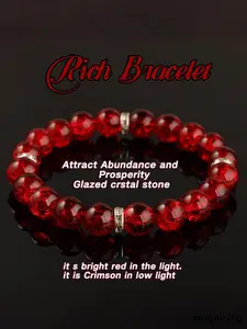 Crimson Abundance Bracelet, Glazed Crystal Stone Bracelet, Wealth Magnet Jewelry for Day & Night, Fashion Accessories for Women & Men, Rich Bracelet, Fashionable Bracelet, Crystal Bracelets